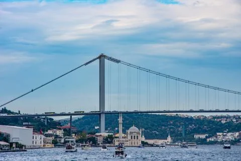 The Big Mecidiye mosque or Ortakoy mosque in Istanbul Stock Photos