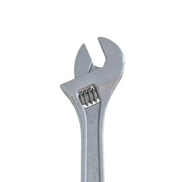 Big metal adjustable wrench isolated at white background. Concept of hardwa.. Stock Photos