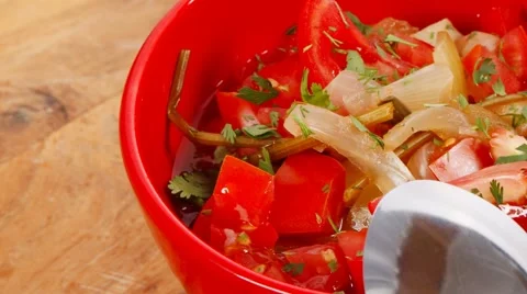 Big mexican taco with soup and vegetables Stock Footage