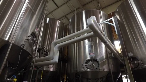Big Micro Brew Steel Brewing Containers Stock Footage 87926552
