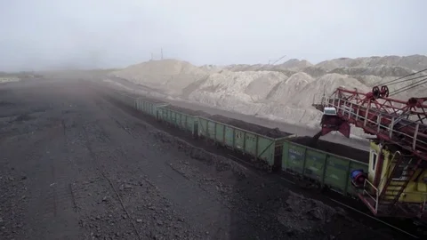 Big mining truck load coal Stock Footage 81560406
