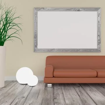 Big Mock up poster in a bright room Stock Illustration