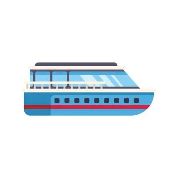 Big modern double deck river passenger ship cruising Stock Illustration
