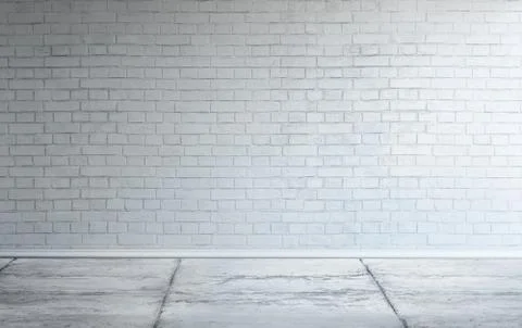 Big modern empty room with white painted brick wall Stock Illustration