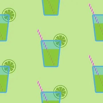 Big mojito pattern on green background Stock Illustration