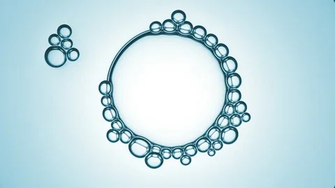 Big molecule of glycerin with small ones attracts bubble cluster Stock Footage 157650097