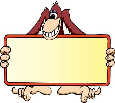 Big monkey holds a poster Illustrazione stock