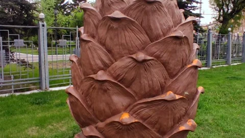 Big monument. Big cedar cone Stock Footage 242477973