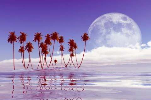 Big moon in clouds Illustrazione stock