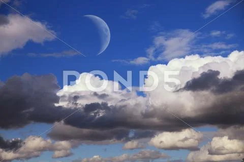 Big moon in the daytime sky Stock Illustration