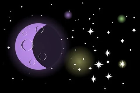 Big moon in the night starry sky Stock Illustration