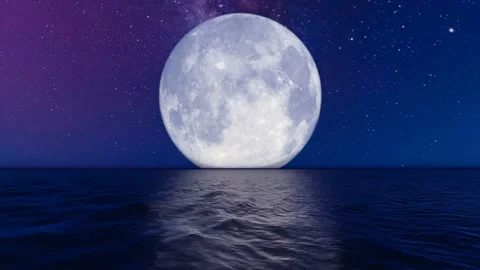 Big Moon over the Sea 库存影片 142354932