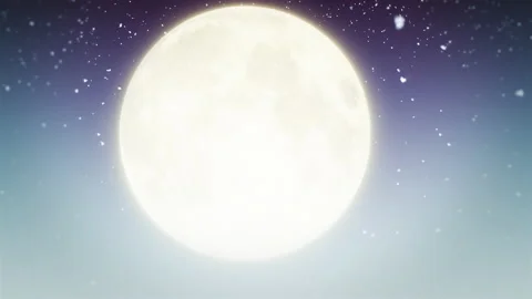 The Big Moon with Snow Fall Stock Footage 225602813