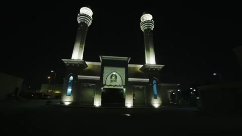 Big mosque in Riyadh outdoor at night Stock Footage 149451540