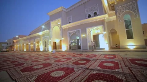 Big mosque in Riyadh Saudi Arabia outdoor, eid prayer, movement shot, lift Stock Footage 149451203