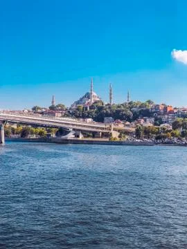 Big mosque turkey Istanbul and river Stock Photos