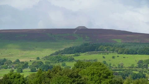 The big mountain behind the green pasture in Carrowmore in Ireland Stock Footage 74366822