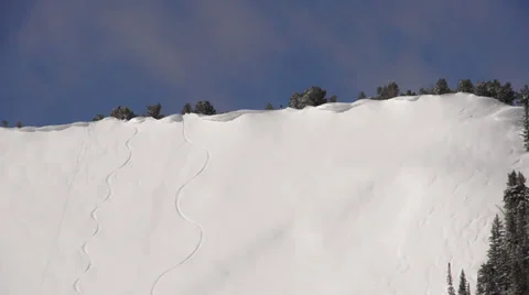 Big Mountain Descent Powder Skiing Snowboarding Stock Footage