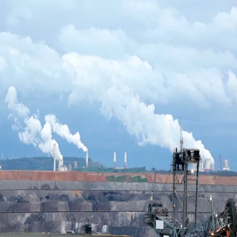 Big mountain excavators extract coal Stock Footage 69550038