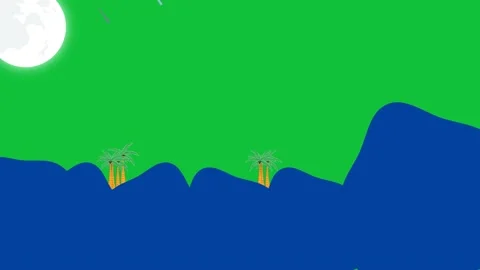 Big mountain with raining and shining moon 4k video clip in green screen Stock Footage 274473740