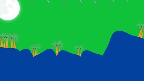 Big mountain with raining and shining moon 4k video clip in green screen Stock Footage 274473750