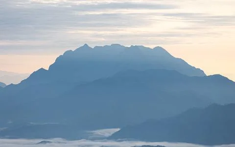 Big mountain range Doi Luang Chiangdao in tropical rainforest. Stock Photos