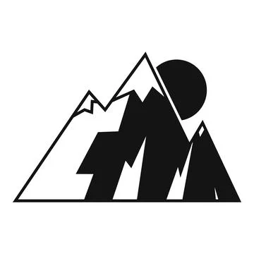 Big mountain range with sun shining icon simple style Stock Illustration