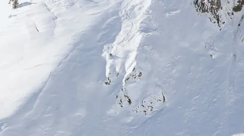 Big mountain ride on ski Stock Footage 22633509