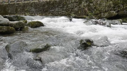 A big mountain river finding its way thru rocks Stockbeeldmateriaal 88810076