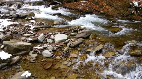 Big mountain river at spring. Clean and clear water. Stock Footage 74848199