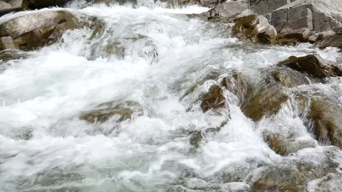 Big mountain river at spring. Clean and clear water. Stock Footage 76082155