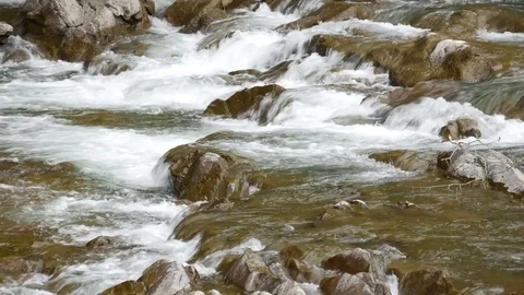 Big mountain river at spring. Clean and clear water. Stock Footage 76082275