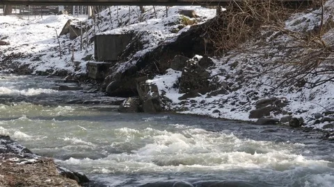 Big mountain river at spring. Stock Footage 74625601