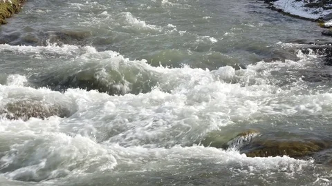 Big mountain river at spring. Stock Footage 74625629