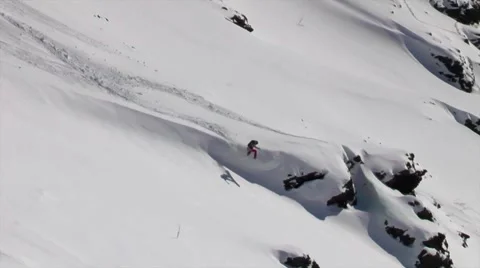 Big mountain snowboarding Stock Footage 42760892