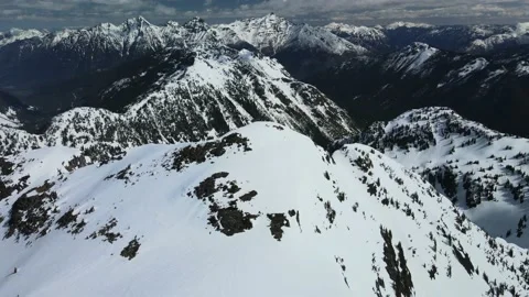 Big Mountain Terrain, Drone View, Winter Conditions Stock Footage 169554049