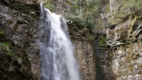 Big mountain waterfall after the rain. Stock Footage 77007513