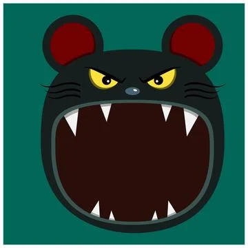Big Mouse Character Head  and Open mouth , Vector and Illustration. Stock Illustration