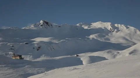 Big moutains sunset with mountain hostel Stock Footage 46152007