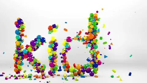 Big multicolored 3d letters forming the word KIDS animation Stock Footage 166144041