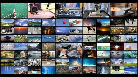 Big multimedia video wall with A variety of images Stock Photos