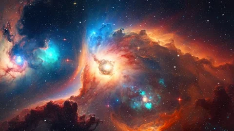 Big nebula and galaxy in deep space and universe Vídeo Stock 243263636