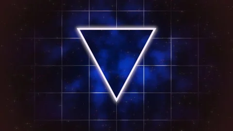 Big neon blue triangle and grid pattern in 80s style Stock Footage 166141244