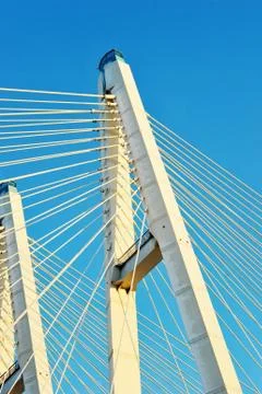 Big Obukhovsky bridge (cable-stayed) over the Neva river, St. Petersburg, Rus Stock Photos