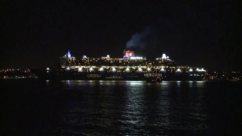 Big Ocean Cruiser drifting during the night Stock Footage 76975622