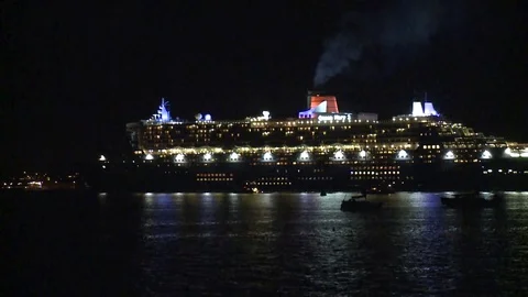 Big Ocean Cruiser drifting during the night Stock Footage 76975760