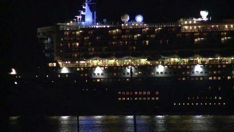 Big Ocean Cruiser drifting during the night Stock Footage 76977337