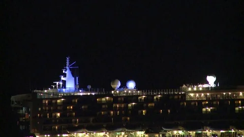 Big Ocean Cruiser drifting during the night Stock Footage 76977818