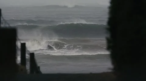 Big Ocean Storm Slow Motion Stock Footage 49979614