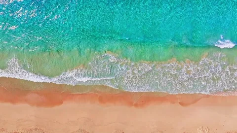 Big ocean waves background on tropical sandy coast. Calm Caribbean beach. Stock Footage 306396757